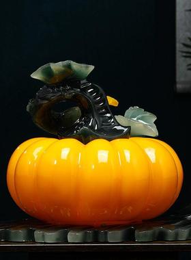 财富丰收招财南瓜摆件办公室客厅玄关中式装饰开业乔迁礼品