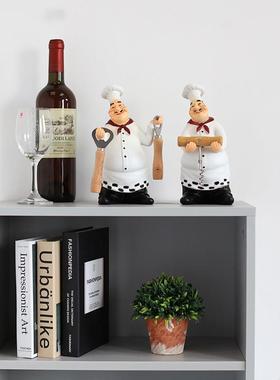 欧式创意厨房厨师人物黑板小摆件餐厅酒柜客厅桌面家居装饰品摆设