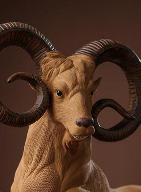 石湾陶瓷新中式家居创意领头羊摆件办公室桌面酒柜装饰工艺品摆设