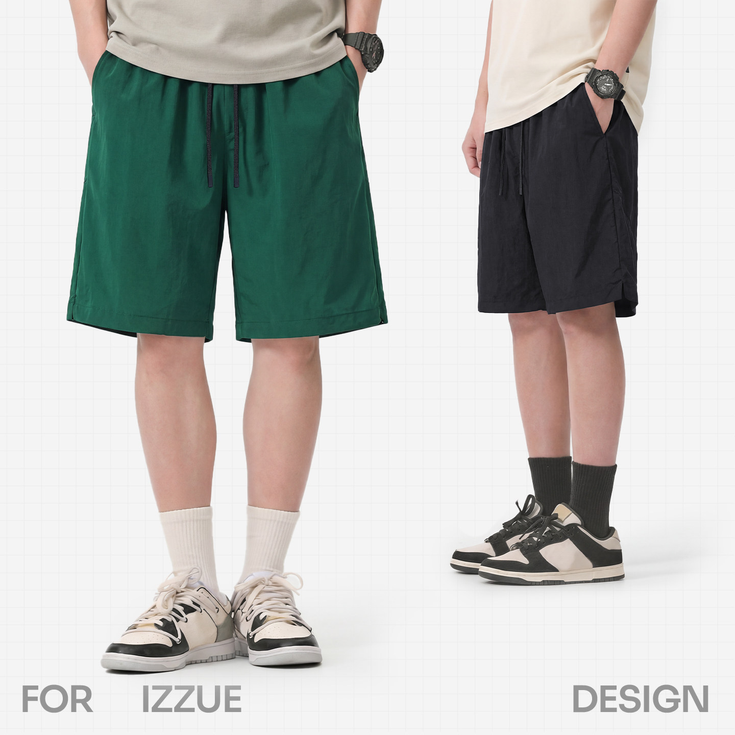 it izzue原创潮牌防晒凉感直筒短裤男2026年夏季侧面拉链五分裤3P,淘宝优惠券,粉丝福利购,淘宝优惠卷