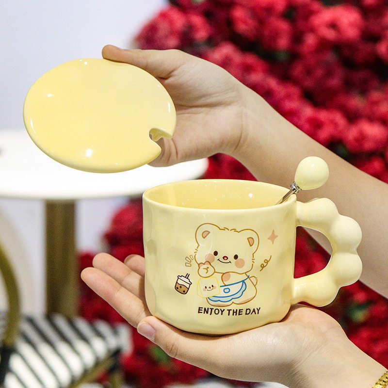 小熊马克杯高颜值伴手礼生日礼物带盖带勺套装杯子陶瓷杯礼品水杯,淘宝优惠券,粉丝福利购,淘宝优惠卷