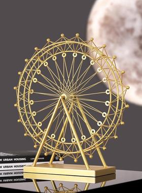 金色摩天轮旋转模型摆件桌面轻奢风家居客厅电视柜酒柜房间装饰品