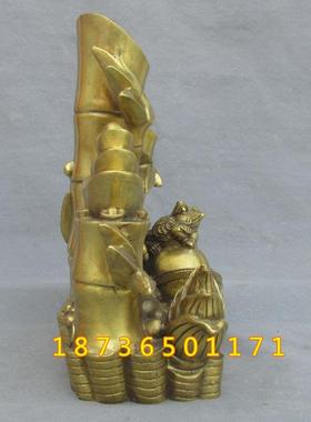 纯铜竹子竹笋金蝉节节高升铜器家居客厅摆放店铺工艺桌面摆件