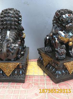 大号纯铜狮子宫门狮 镇宅狮王黄铜对狮 风水铜器招财工艺品摆件