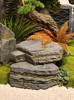 别墅天井仿真迎客松流水禅意景观会所私人会所休闲区酒店大堂造景