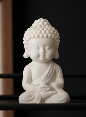 久造 禅意大日如来佛系小摆件 家居陶瓷佛像保平安车载茶宠装饰品