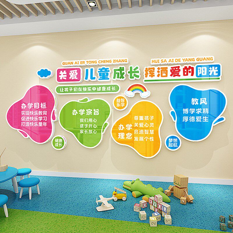 幼儿园办学宗旨立体墙贴环创主题装饰楼梯布置托管班教室墙面贴纸,淘宝优惠券,粉丝福利购,淘宝优惠卷