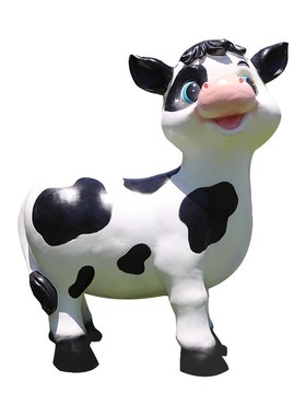 户外玻璃钢卡通奶牛动物模型雕塑地产幼儿园公园庭院花园装饰摆件