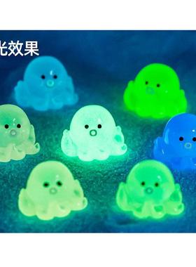 微景观海洋动物 夜光发光小章鱼摆件 创意海水底鱼缸造景装饰品