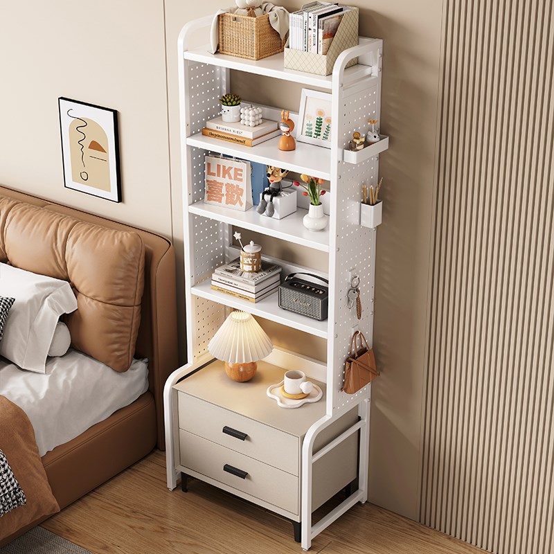 Iron art widened hole board bedroom bedside table above the heightened storage rack storage rack multi-layer bedside shelf bookshelf