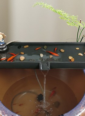 陶瓷流水板鱼缸过滤循环流水器z水景喷泉养鱼大中小装饰造景配件