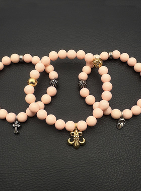 s925纯银克罗伈复古黑曜石虎眼石手串男8mm经典款绿松石串珠百搭