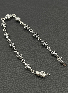 s925纯银克罗伈复古十字架手链男欧美小众个性十字花经典款哥特风