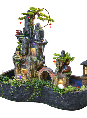 大型假山流水摆件瀑布喷泉循环水景庭院酒店花园露台造景户外鱼池