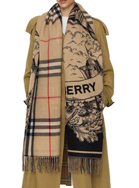 【百亿补贴】Burberry/博柏利女印花保暖羊毛围巾 围脖披肩两用