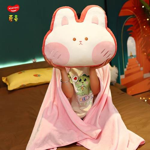 可爱抱枕被子两用二合一车用珊瑚绒抱枕靠垫枕头办公室午睡毯靠枕 - 图0