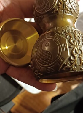 玄关摆件黄铜八卦镇宅去邪葫芦开口开盖大号空心宝葫芦铜礼工艺品