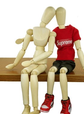 梧棣木人(二代)木偶人摆件换装木头人偶关节人模型小木人模特