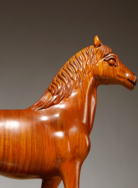 花梨木雕刻马摆件工艺品实木质马到成功家居玄关装饰品办公室摆设