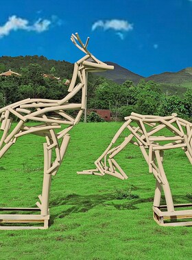 户外不锈钢铁艺镂空梅花鹿雕塑地产景区公园园林景观动物草坪摆件