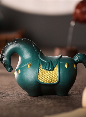 新中式陶瓷小马摆件家居客厅玄关书房茶室桌面唐马工艺品装饰摆设