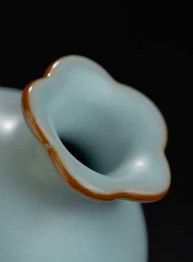 青澹汝窑石榴尊景德镇小花瓶摆件陶瓷仿古瓷器手工汝瓷家居装饰品