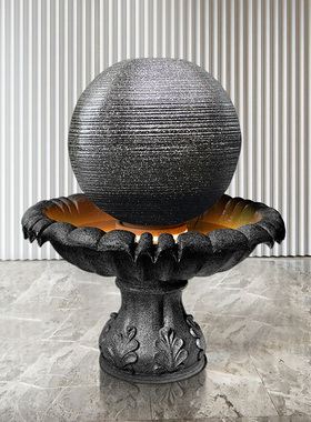 大型圆球流水喷泉摆件创意庭院落地鱼池水景室内户外招财转运装饰