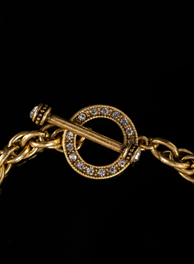 中古风复古镀金彩色琉璃珠手链