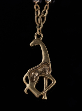 中古镀金满钻滴油琉璃小鹿项链