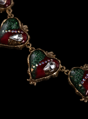 复古镀金双色心形项链