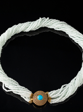 中古风米珠镶嵌多层项链