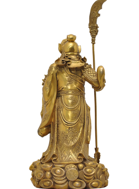 铜托宝关公铜像招财武财神摆件聚宝盆文关公像供奉神像佛像工艺品