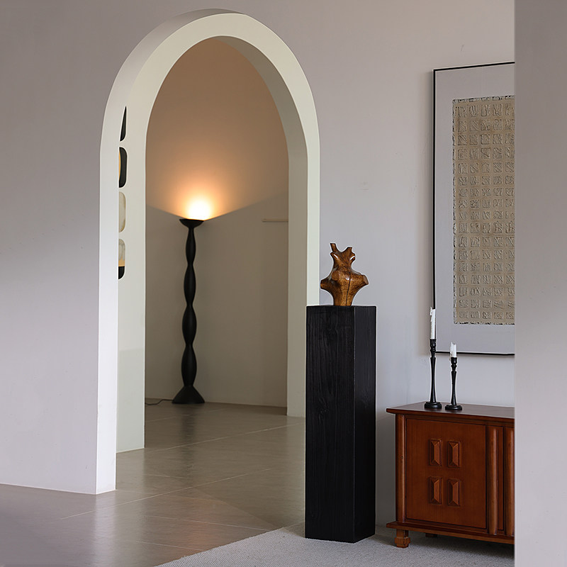 形上实木手工雕塑艺术摆件碳化木柱子底座民宿玄关楼梯转角黑墩子,淘宝优惠券,粉丝福利购,淘宝优惠卷