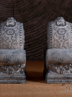 新中式仿石雕抱鼓石门墩一对仿古典石镇门当户对貔貅麒麟门口摆件