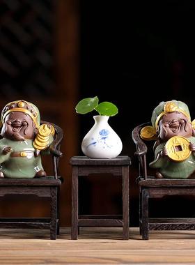 小和尚摆件禅意中式家居客厅茶室桌面装饰品可爱小沙弥博古架摆设