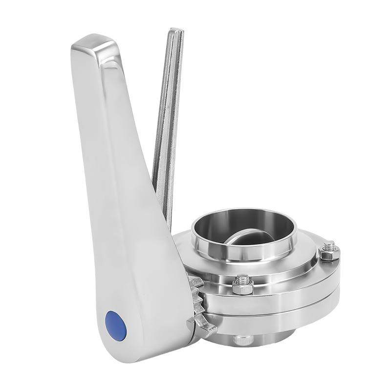 手柄不锈钢鸭嘴焊接蝶阀304不锈钢卫生级多档位调节手动对焊蝶阀,淘宝优惠券,粉丝福利购,淘宝优惠卷