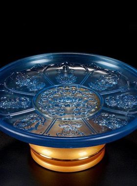 琉璃曼扎盘用品用品八吉祥摆件佛前供品曼达盘曼茶盘修盘