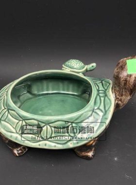 大号长寿子母龟水仙花盆 石湾陶瓷公仔装饰品 工艺品人气包邮摆件