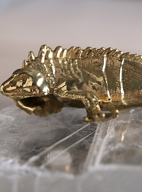 创意装饰a摆件家居饰品客厅玄关桌面酒柜装饰品蜥蜴铜制品摆设