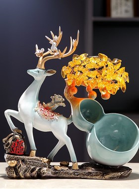 简约招财鹿d钥匙收纳摆件玄关酒柜电视柜装饰品入户放钥匙