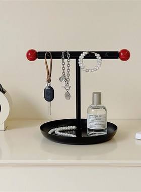 创意入户玄关钥匙收纳托盘挂钩摆件桌面收L纳整理置物架家居装饰