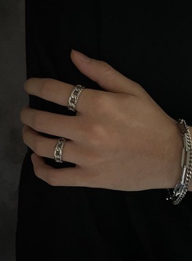 原创百搭麻花链条指环潮嘻哈个性G简约单身戒指食指尾戒男女