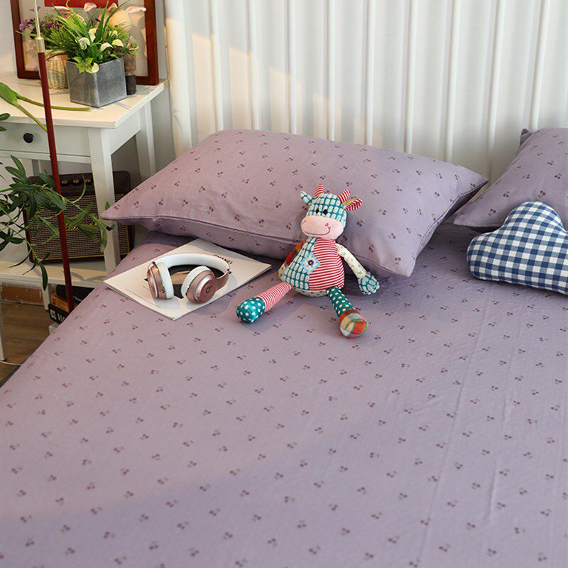 A类全棉纯棉双层纱单品床单浅紫色小清新碎花1.5米1.8m床亲肤透气,淘宝优惠券,粉丝福利购,淘宝优惠卷