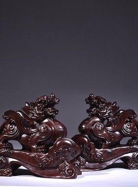 黑檀木雕貔貅摆件一对大号家居办公室摆设摆设实木家居饰品工艺品