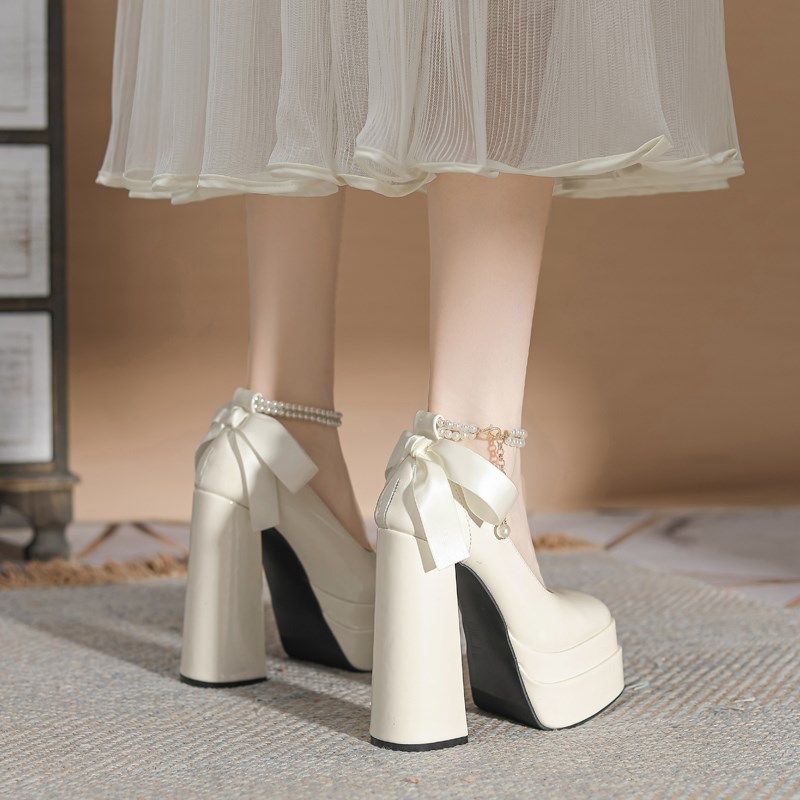 法式小个子15CM高跟鞋女粗跟春秋新款红色婚鞋新娘鞋漆皮方头单鞋,淘宝优惠券,粉丝福利购,淘宝优惠卷