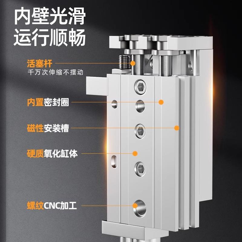 气动滑台气缸MXS6/8/12/16/20/25-10/50/100/150带磁滑台导轨气缸 - 图2