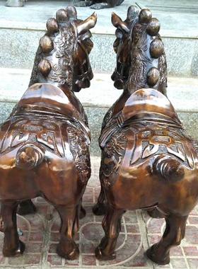 纯手工大号纯铜唐马龙凤马生肖马铜马摆放黄铜器家居动物桌面摆件