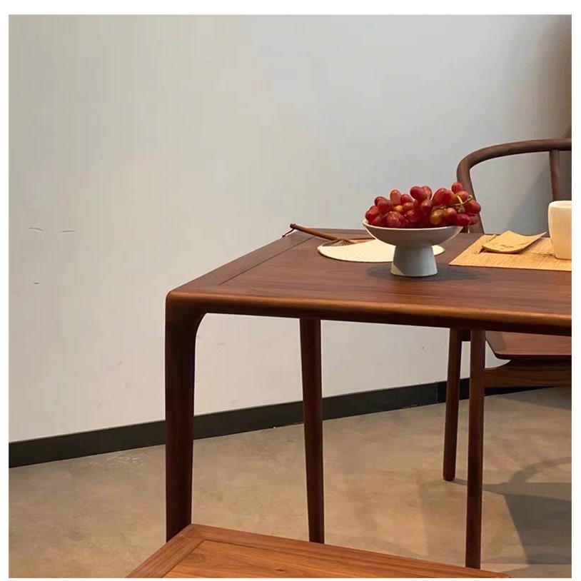 新中式阳台茶桌小型泡茶桌黑胡桃木茶桌椅组合简约实木茶几小茶台 - 图3