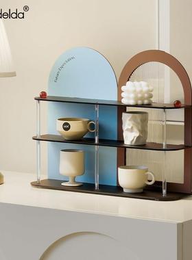 Mandelda创意复古杂物多层收纳架入户玄关摆件电脑桌面置物装饰品