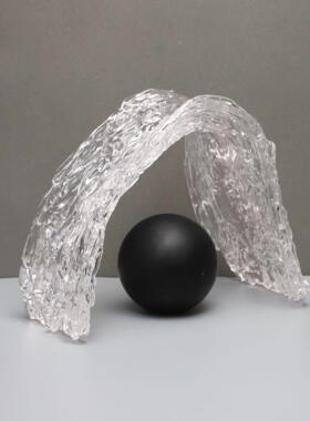 极简风抽象玻璃飘带摆件样板房样品屋展示中心书房客厅饭厅桌面玄